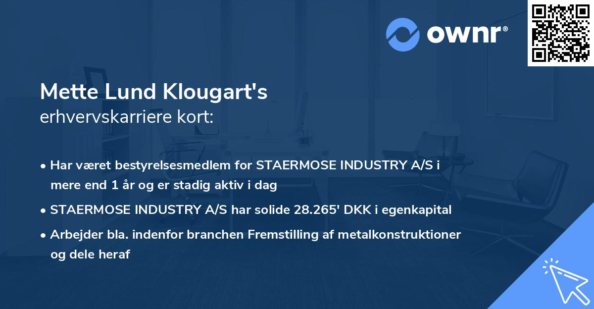 Mette Lund Klougart's erhvervskarriere kort