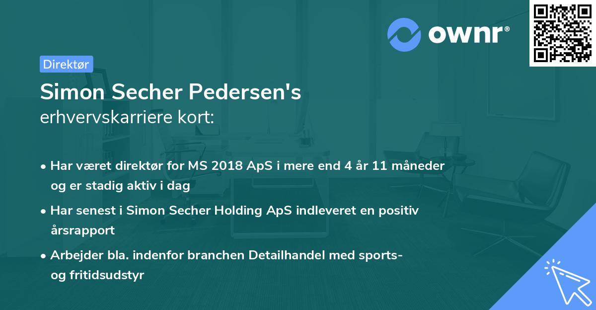 Simon Secher Pedersen's erhvervskarriere kort