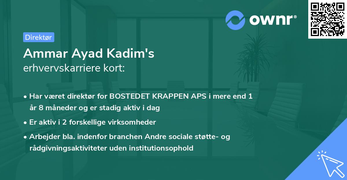 Ammar Ayad Kadim's erhvervskarriere kort