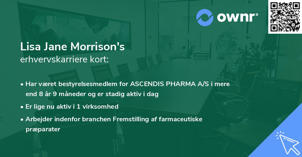 Lisa Jane Morrison's erhvervskarriere kort