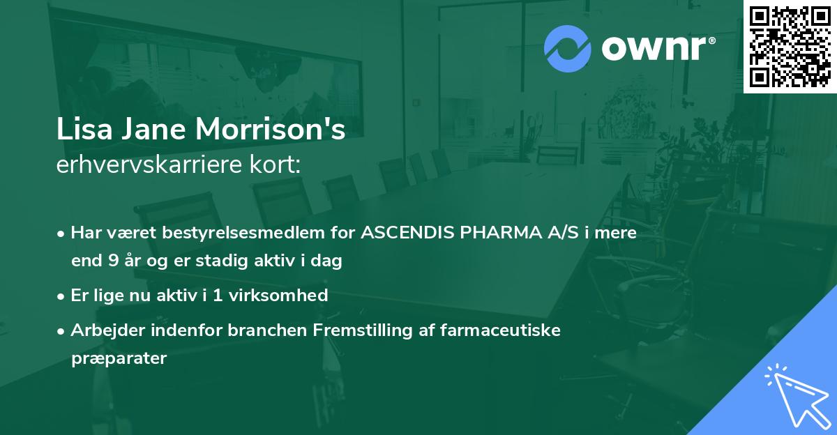 Lisa Jane Morrison's erhvervskarriere kort
