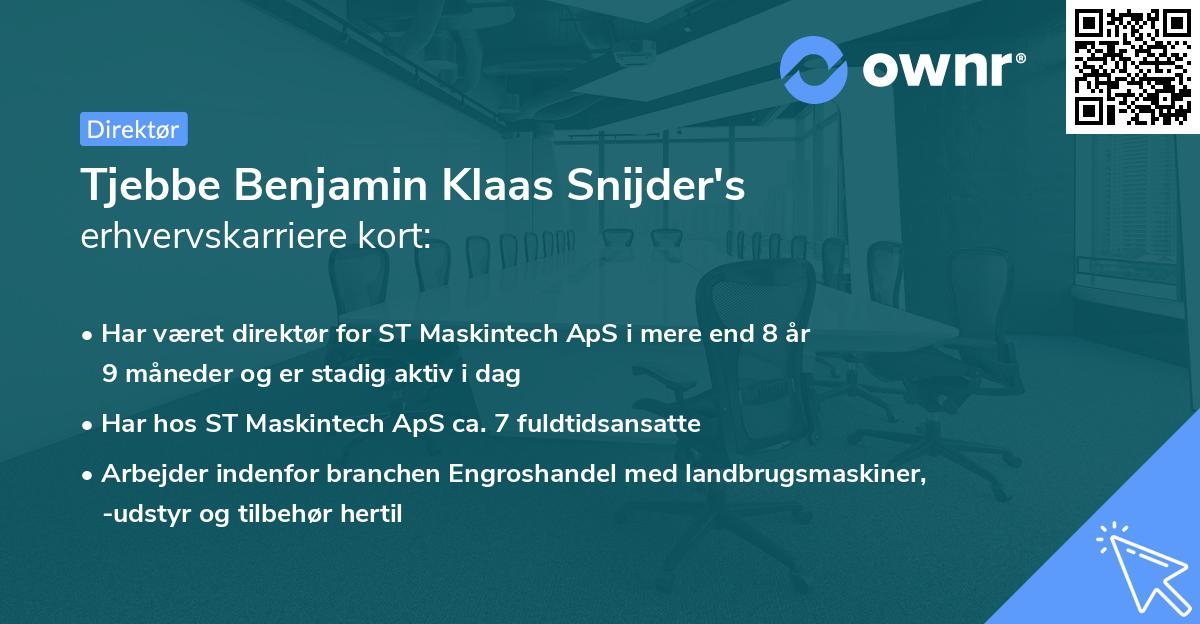 Tjebbe Benjamin Klaas Snijder's erhvervskarriere kort