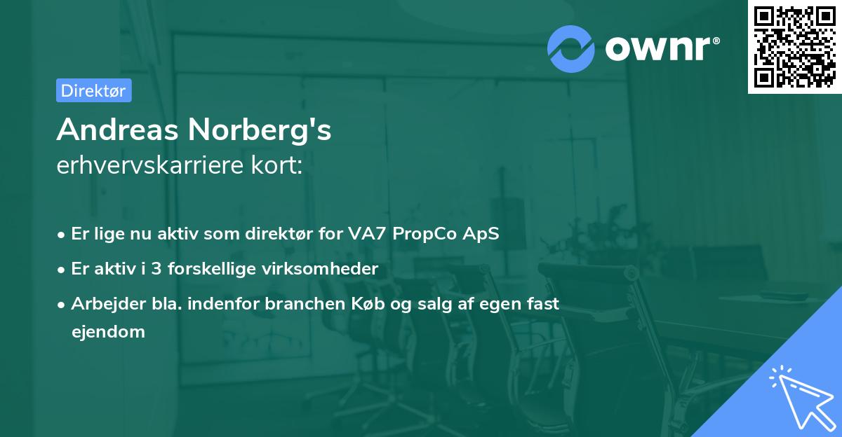 Andreas Norberg's erhvervskarriere kort