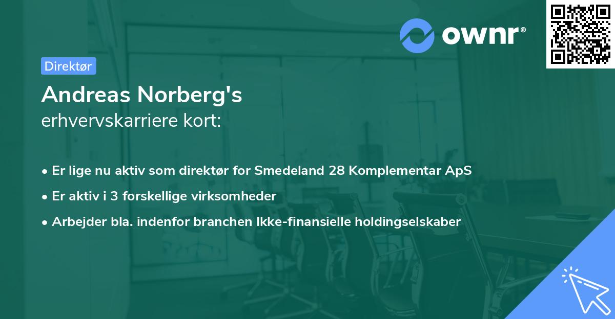 Andreas Norberg's erhvervskarriere kort