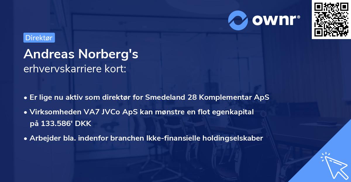 Andreas Norberg's erhvervskarriere kort
