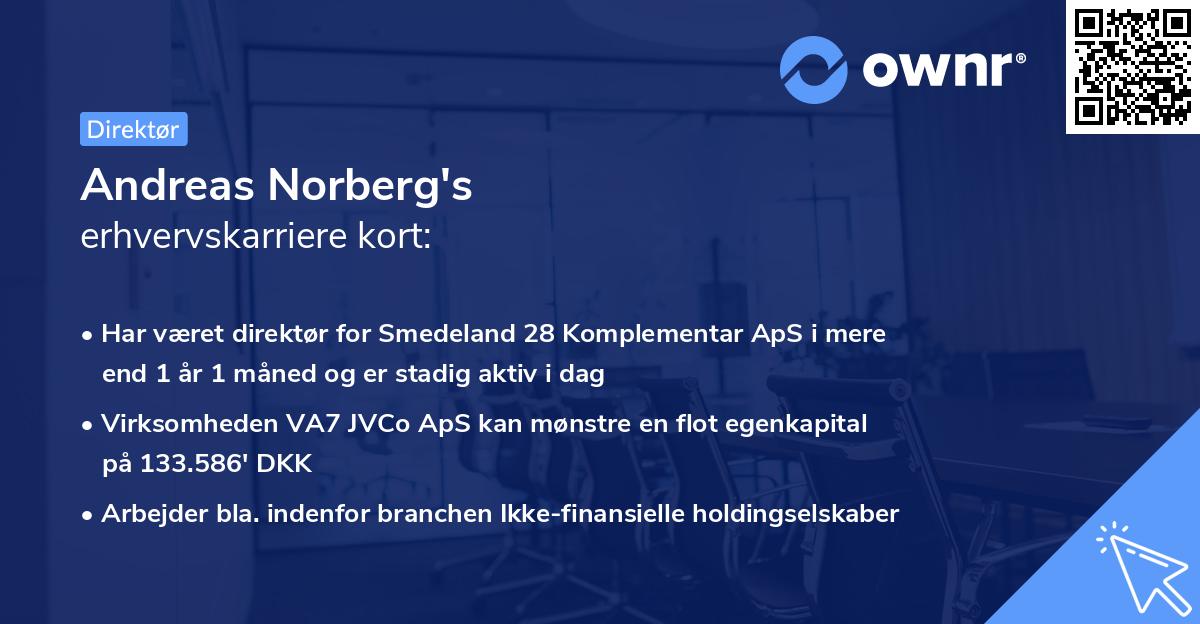 Andreas Norberg's erhvervskarriere kort