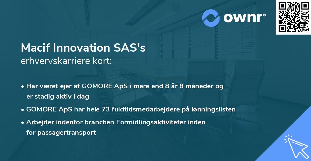 Macif Innovation SAS's erhvervskarriere kort