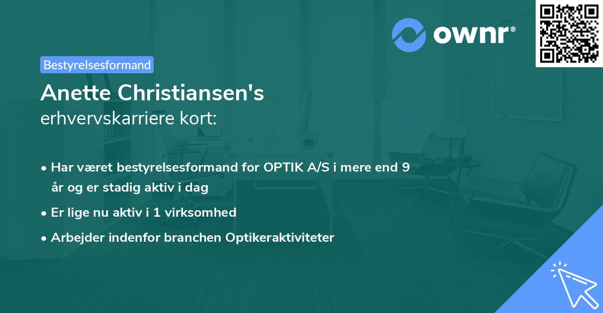 Anette Christiansen's erhvervskarriere kort