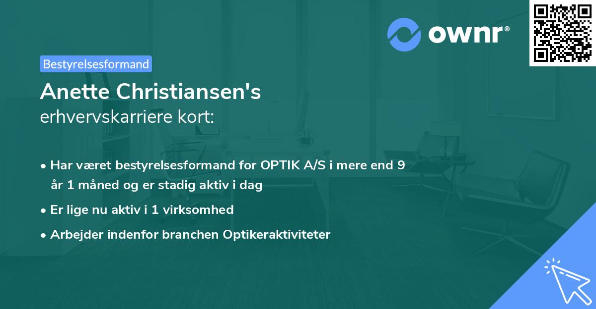 Anette Christiansen's erhvervskarriere kort