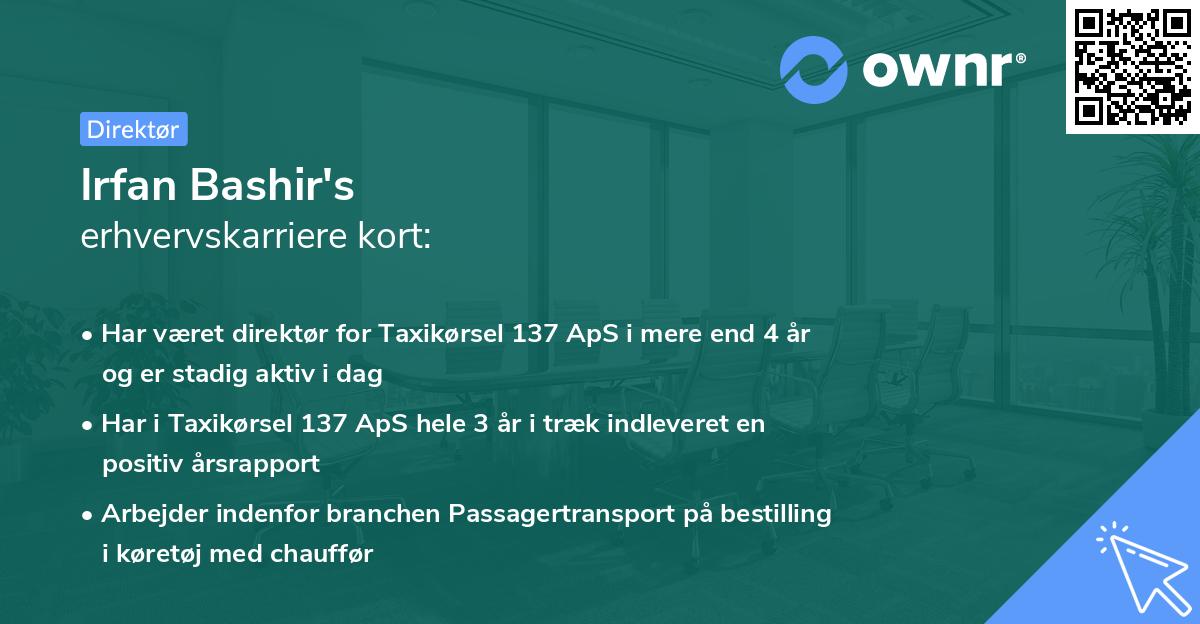 Irfan Bashir's erhvervskarriere kort