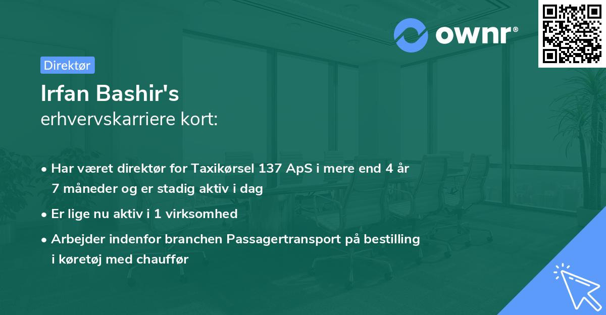 Irfan Bashir's erhvervskarriere kort
