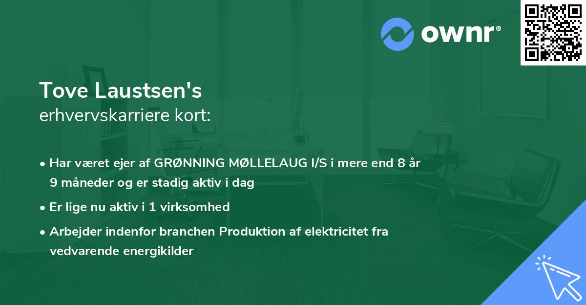 Tove Laustsen's erhvervskarriere kort