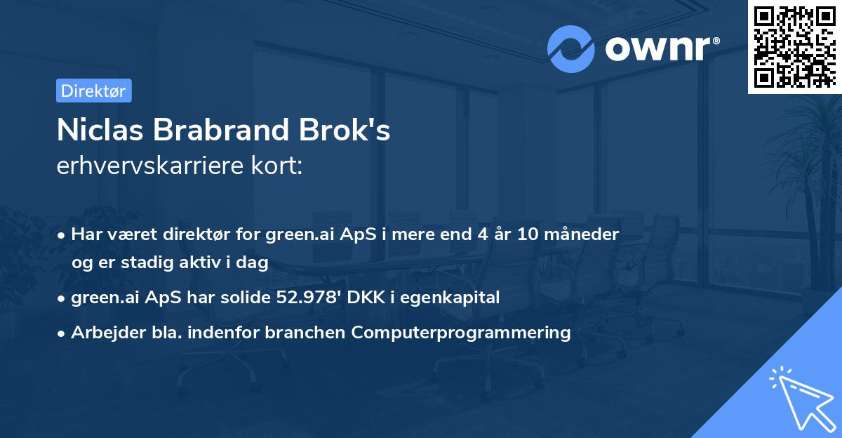 Niclas Brabrand Brok's erhvervskarriere kort