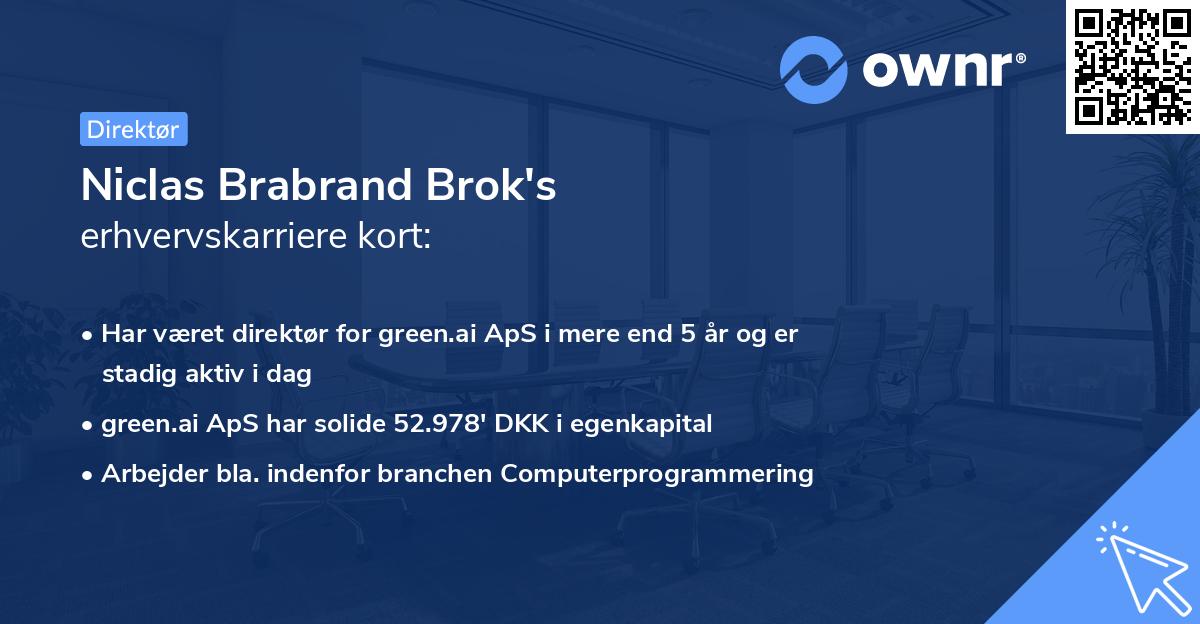 Niclas Brabrand Brok's erhvervskarriere kort