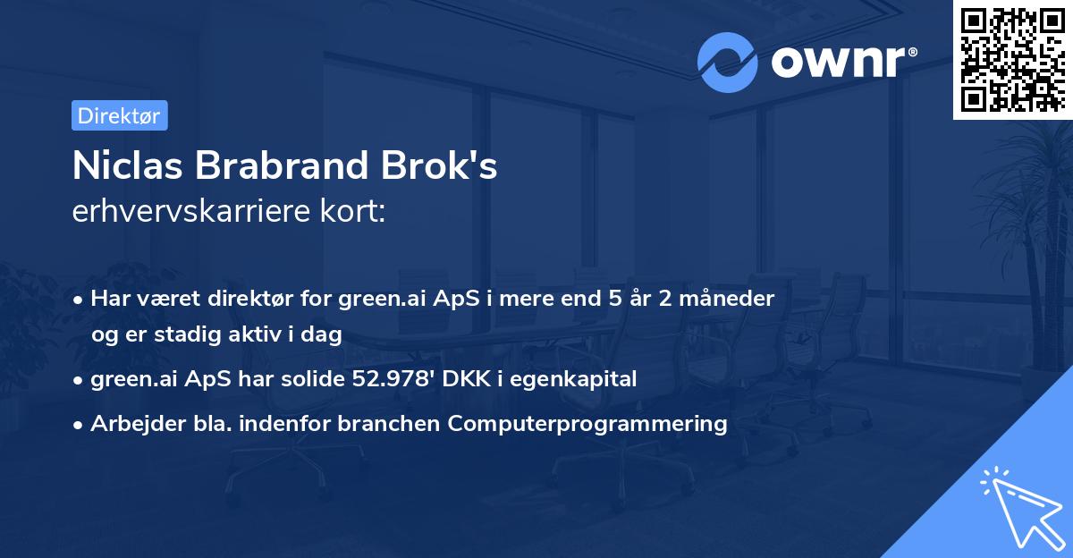 Niclas Brabrand Brok's erhvervskarriere kort