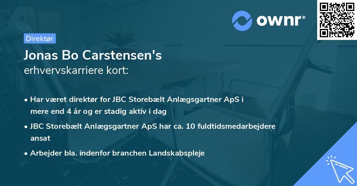 Jonas Bo Carstensen's erhvervskarriere kort