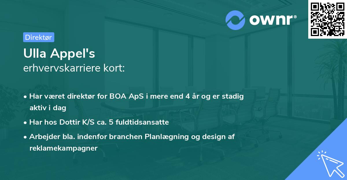 Ulla Appel's erhvervskarriere kort