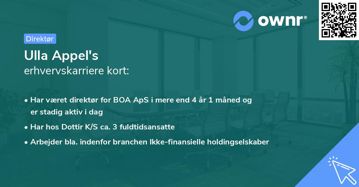 Ulla Appel's erhvervskarriere kort