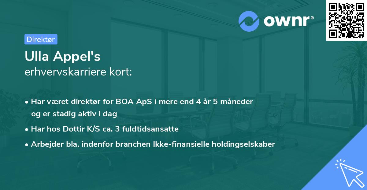 Ulla Appel's erhvervskarriere kort