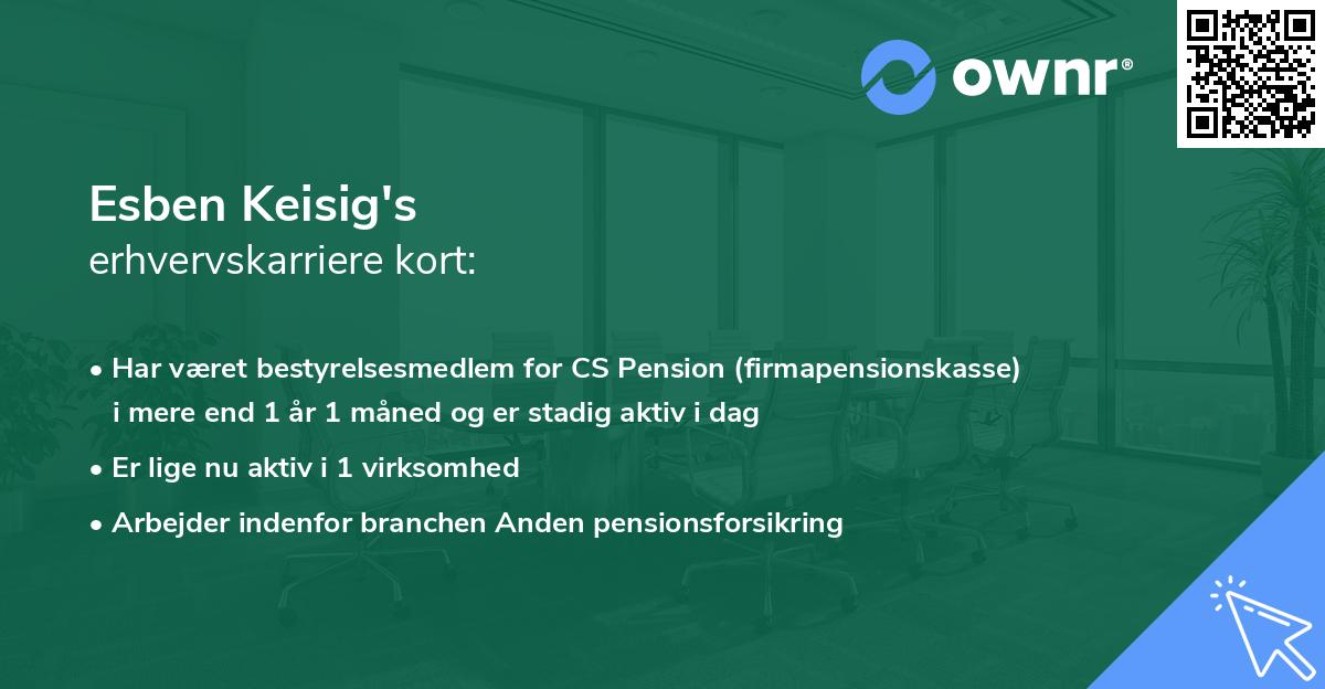 Esben Keisig's erhvervskarriere kort