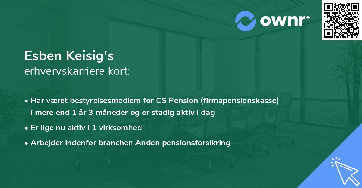 Esben Keisig's erhvervskarriere kort