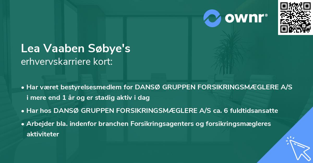 Lea Vaaben Søbye's erhvervskarriere kort