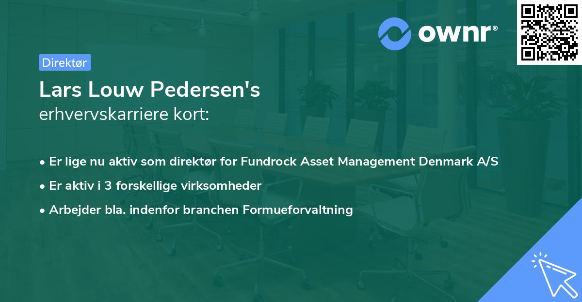 Lars Louw Pedersen's erhvervskarriere kort