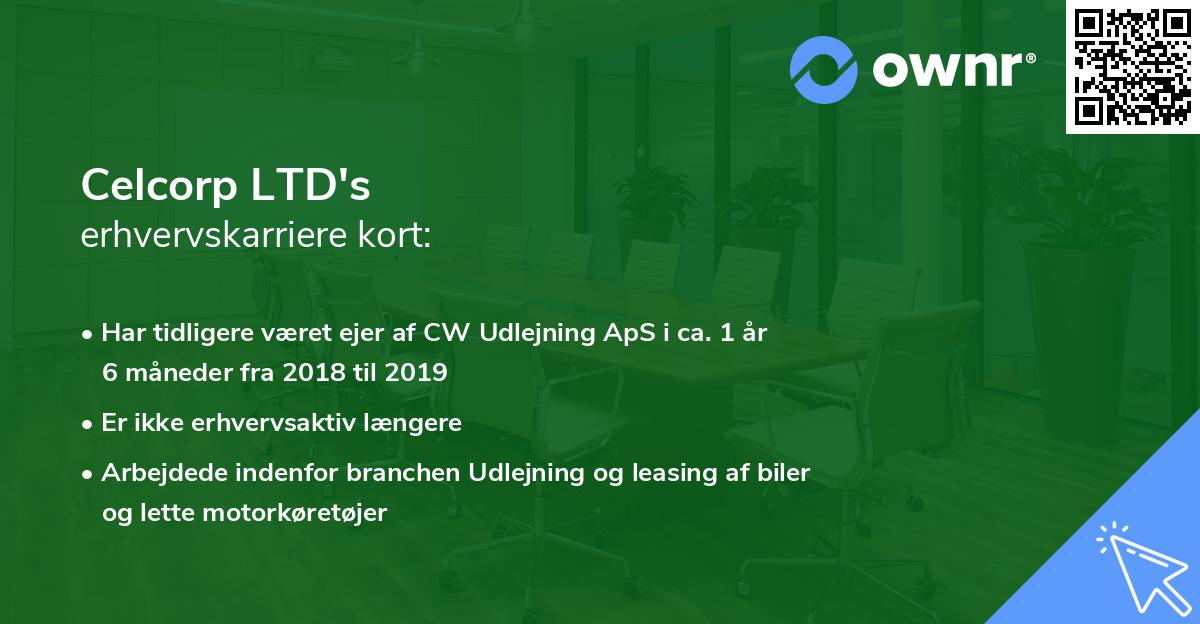 Celcorp LTD's erhvervskarriere kort