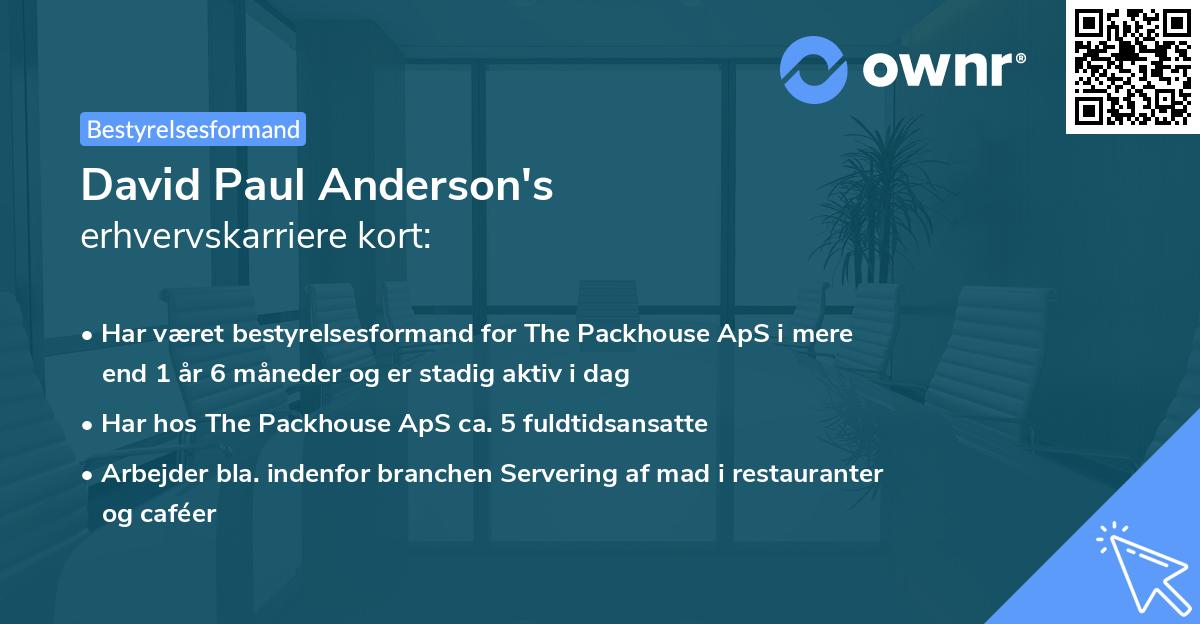 David Paul Anderson's erhvervskarriere kort