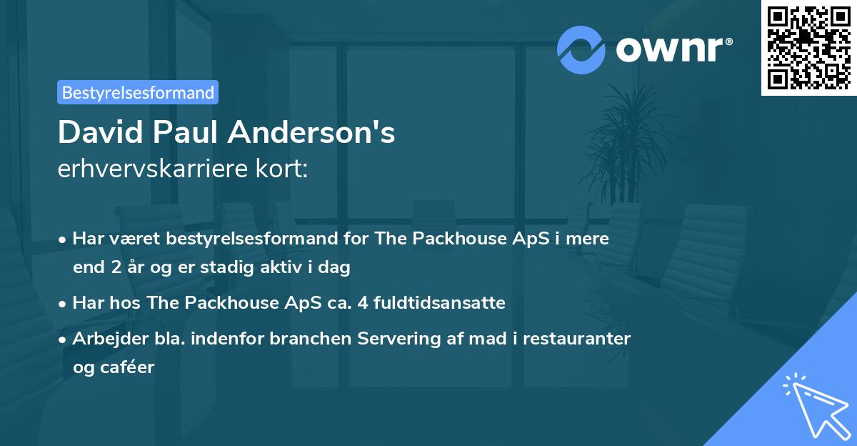 David Paul Anderson's erhvervskarriere kort