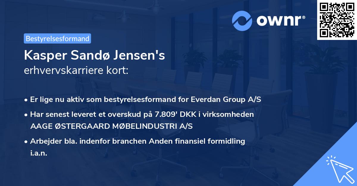 Kasper Sandø Jensen's erhvervskarriere kort