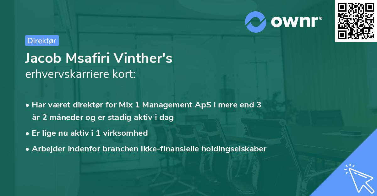 Jacob Msafiri Vinther's erhvervskarriere kort