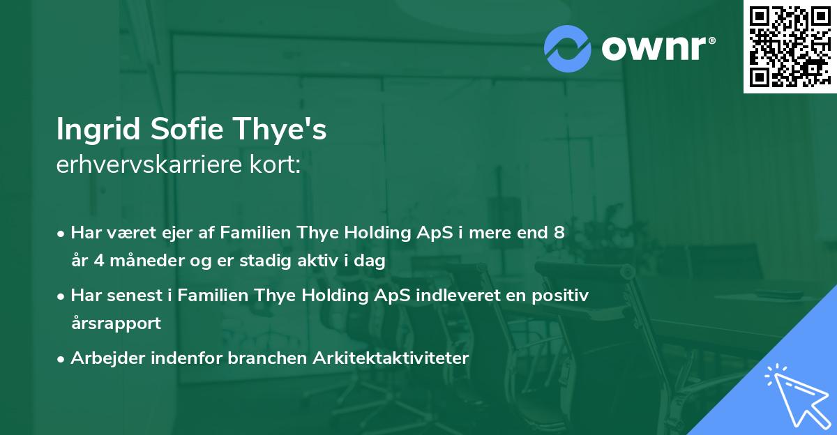 Ingrid Sofie Thye's erhvervskarriere kort