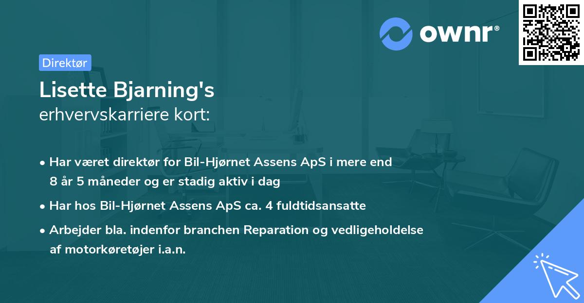 Lisette Bjarning's erhvervskarriere kort