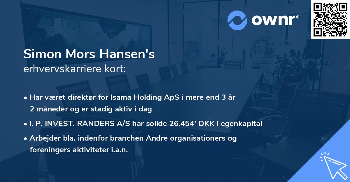 Simon Mors Hansen's erhvervskarriere kort