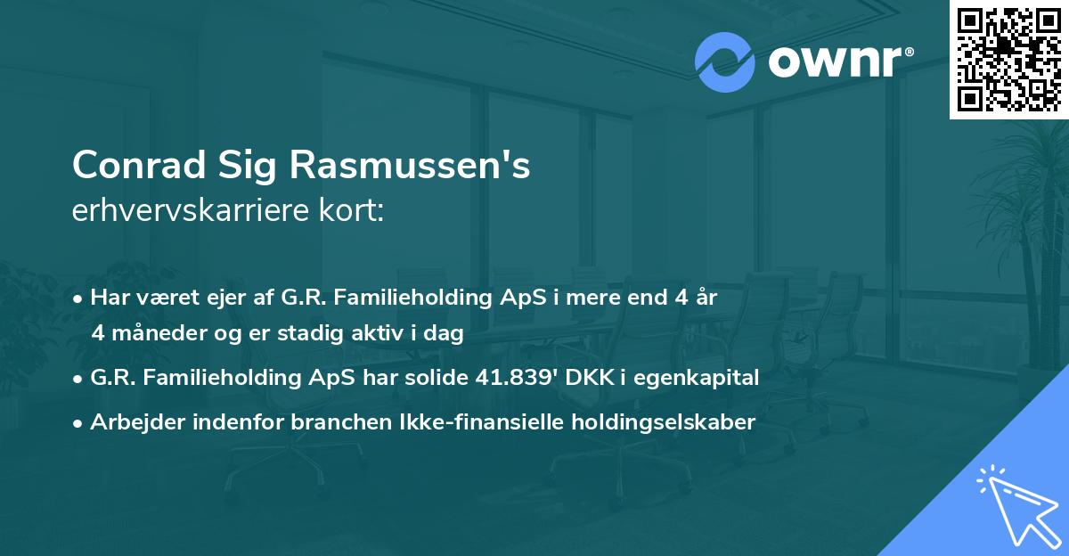 Conrad Sig Rasmussen's erhvervskarriere kort
