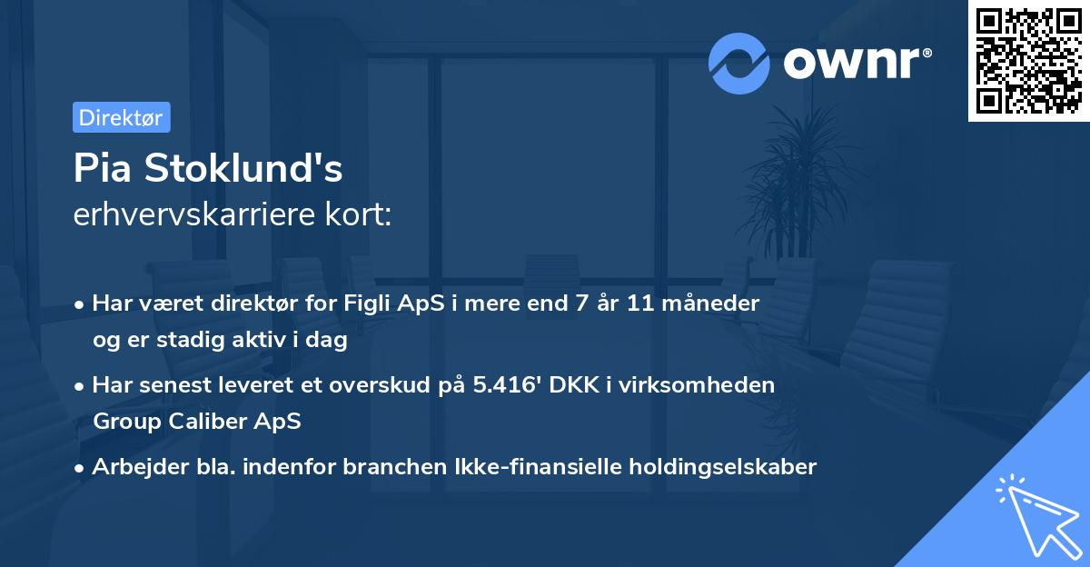 Pia Stoklund's erhvervskarriere kort