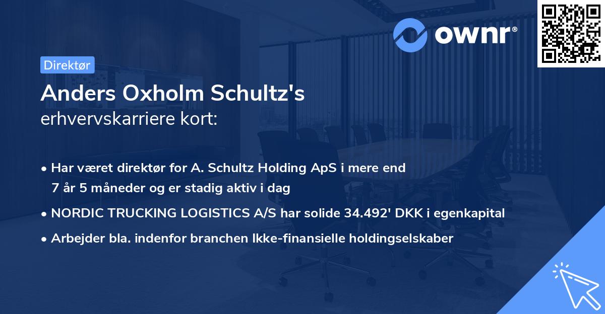 Anders Oxholm Schultz's erhvervskarriere kort
