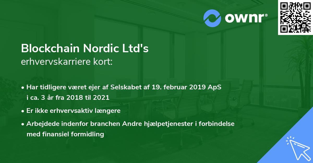 Blockchain Nordic Ltd's erhvervskarriere kort