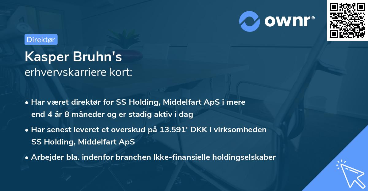 Kasper Bruhn's erhvervskarriere kort
