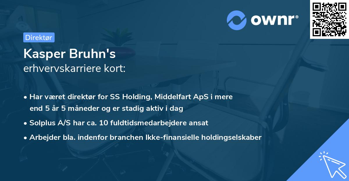 Kasper Bruhn's erhvervskarriere kort