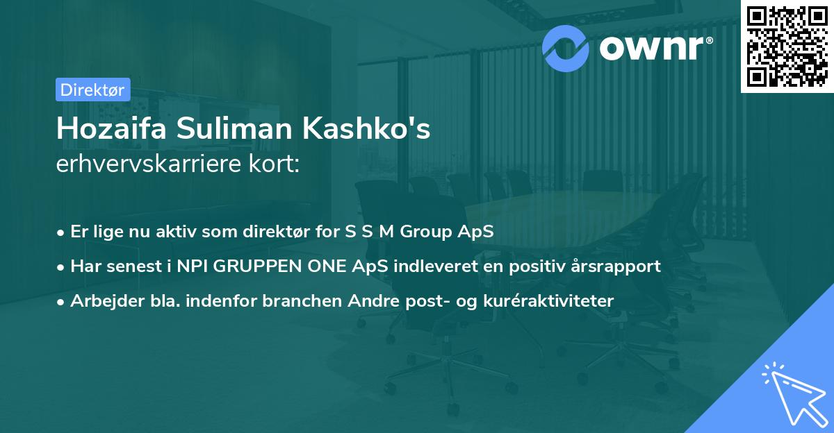 Hozaifa Suliman Kashko's erhvervskarriere kort