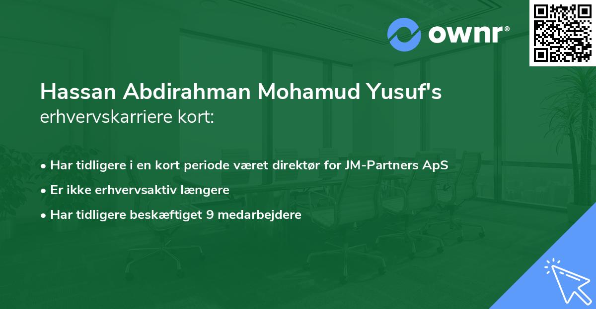 Hassan Abdirahman Mohamud Yusuf's erhvervskarriere kort