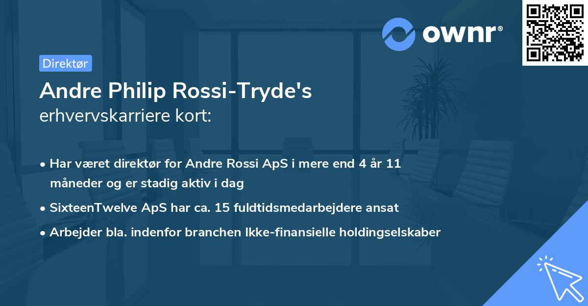 Andre Philip Rossi-Tryde's erhvervskarriere kort