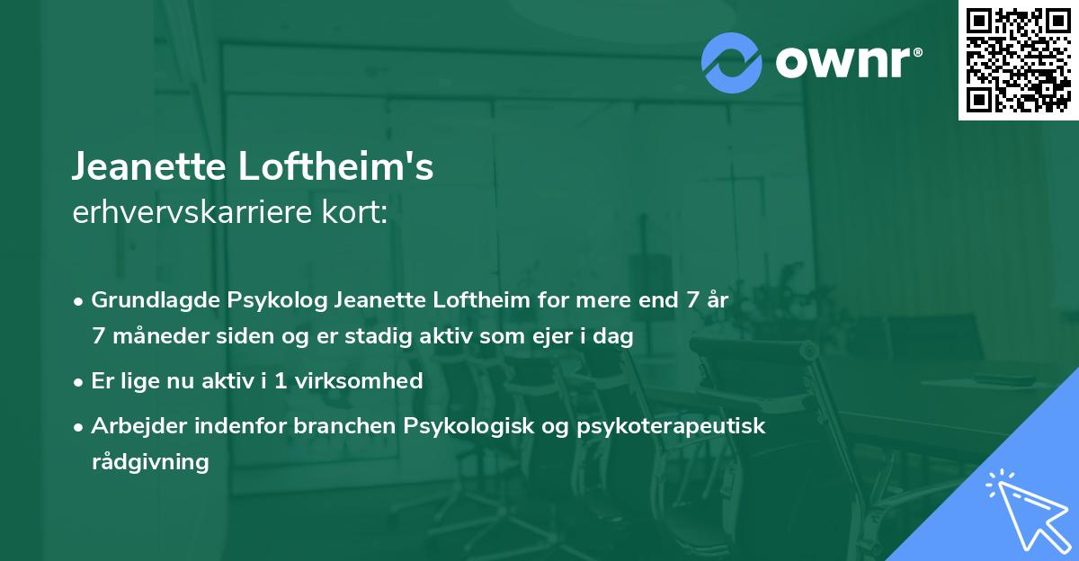 Jeanette Loftheim's erhvervskarriere kort