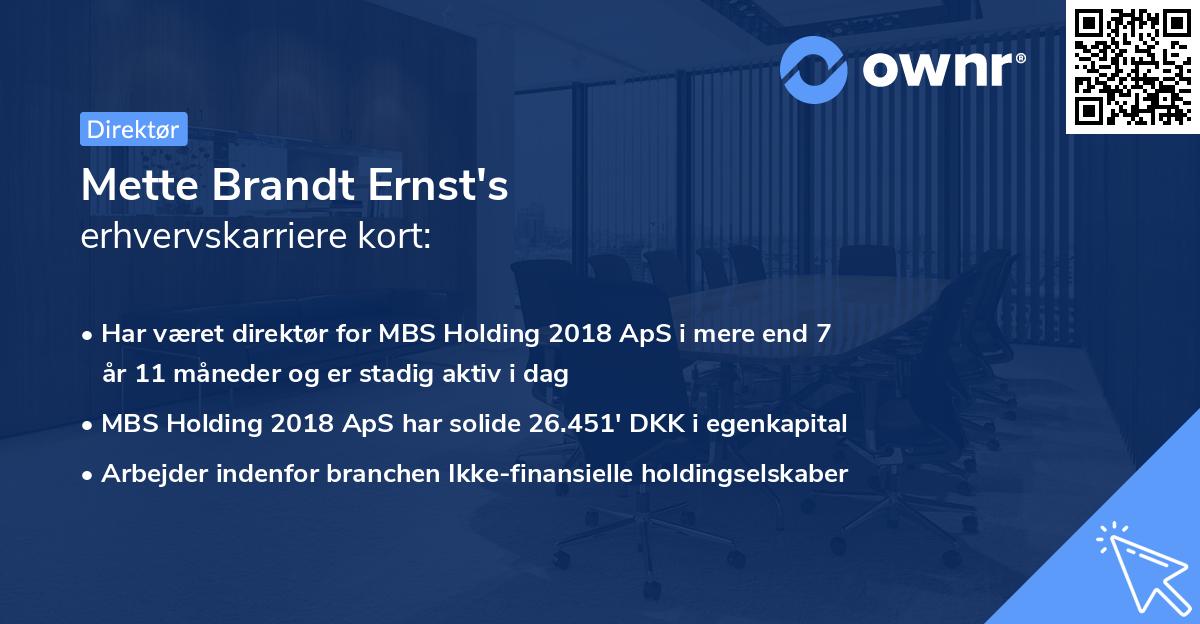 Mette Brandt Ernst's erhvervskarriere kort