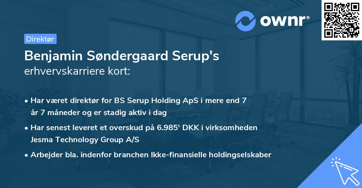 Benjamin Søndergaard Serup's erhvervskarriere kort