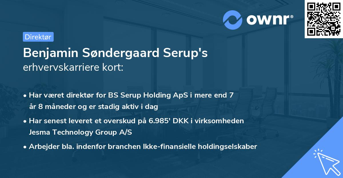 Benjamin Søndergaard Serup's erhvervskarriere kort