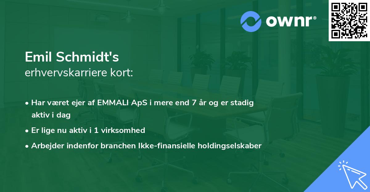 Emil Schmidt's erhvervskarriere kort