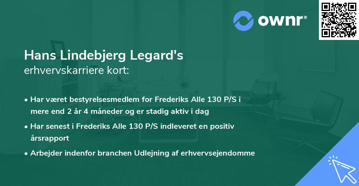 Hans Lindebjerg Legard's erhvervskarriere kort